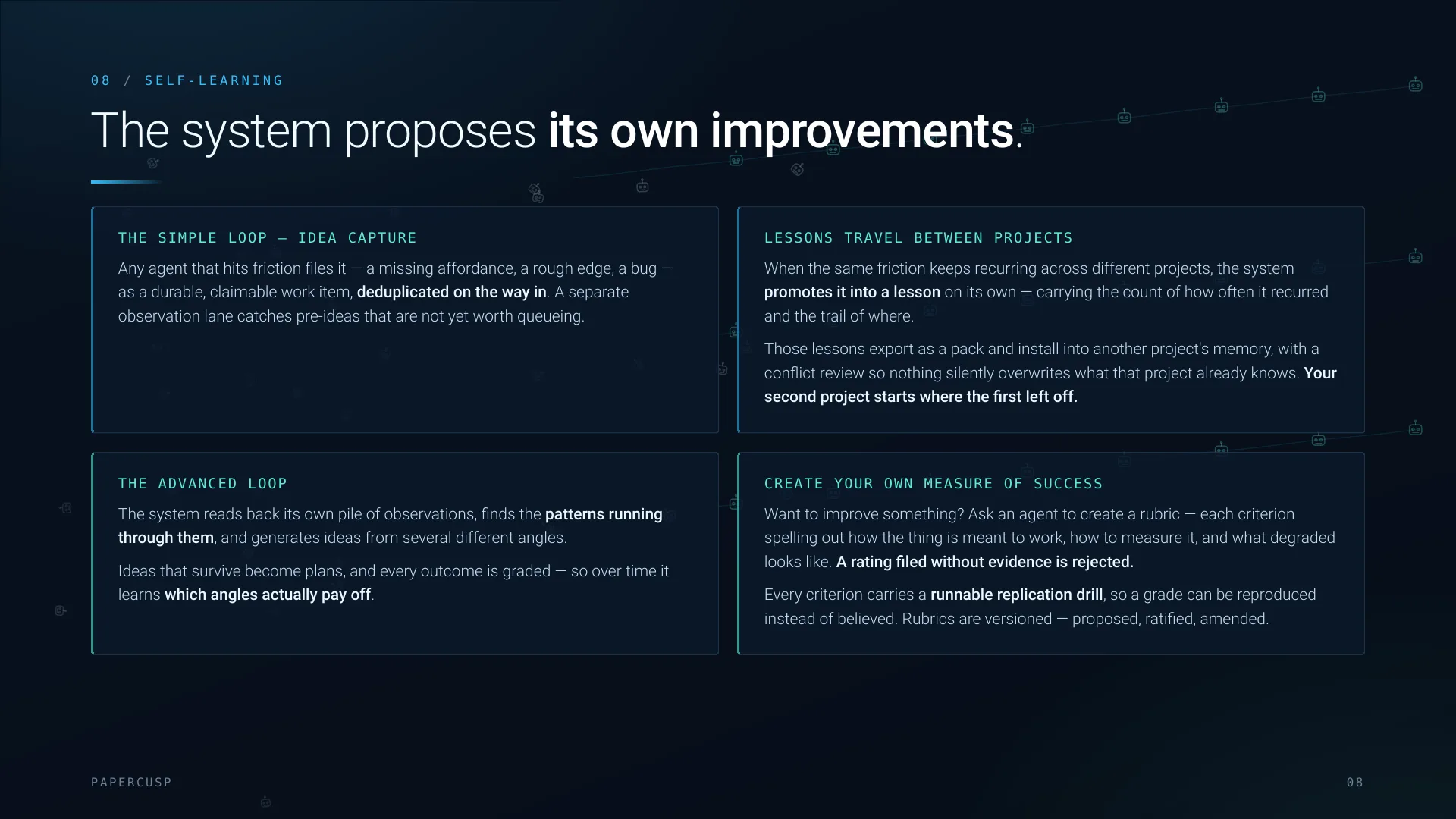 The system proposes its own improvements
