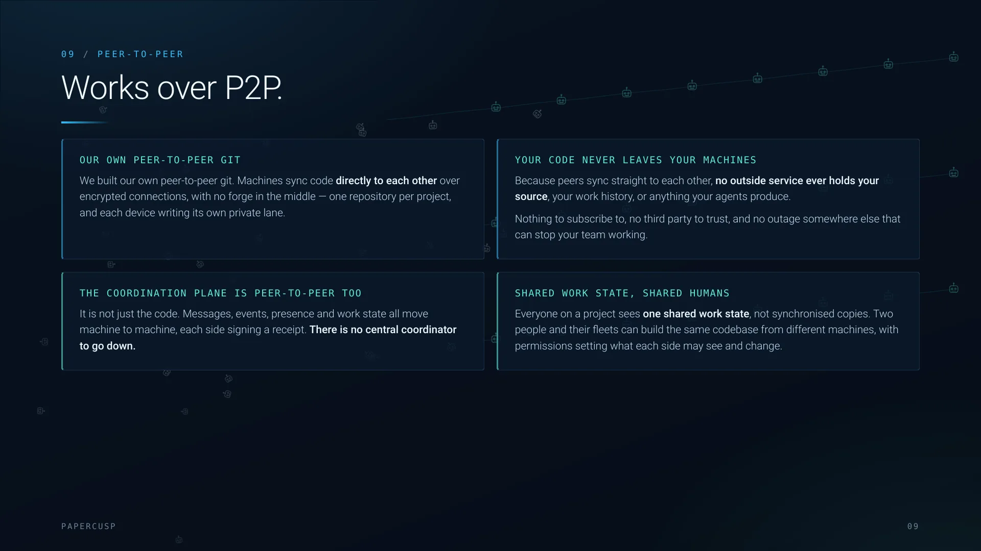 Works over peer-to-peer