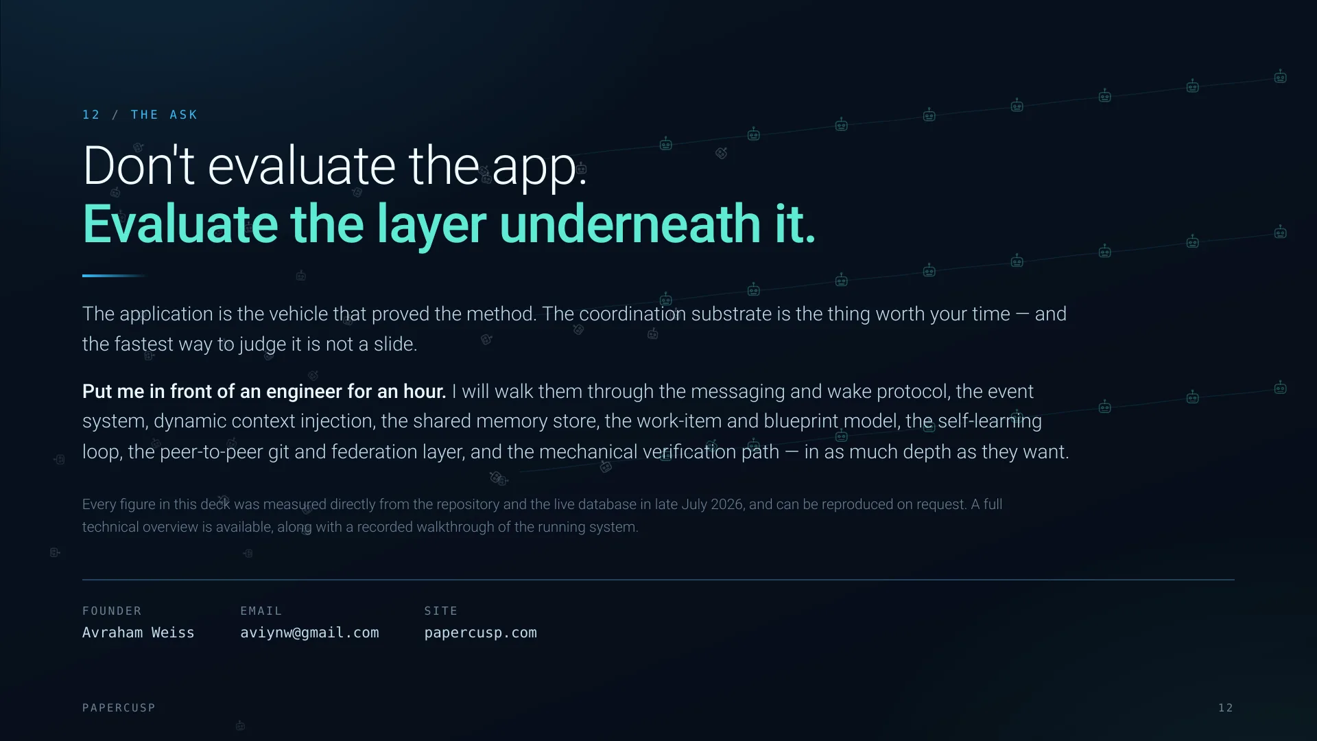 The ask: evaluate the layer underneath the app